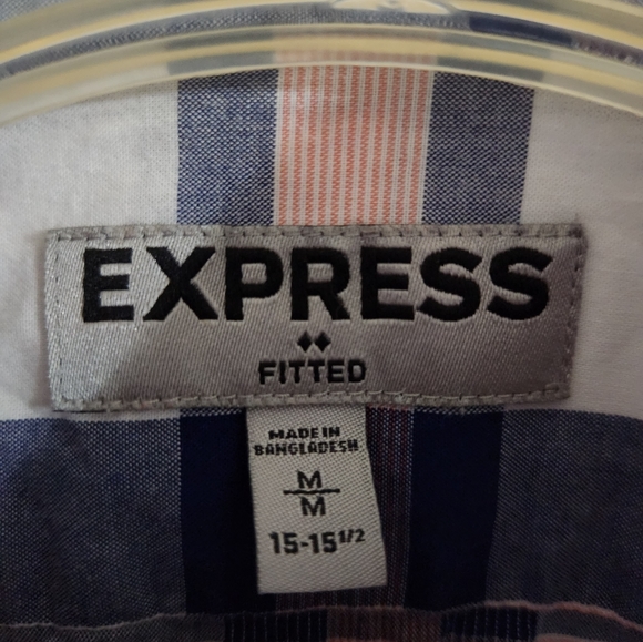Express Mens Fitted Dress Shirt Medium 15 - 15 1/2 - Picture 3 of 4